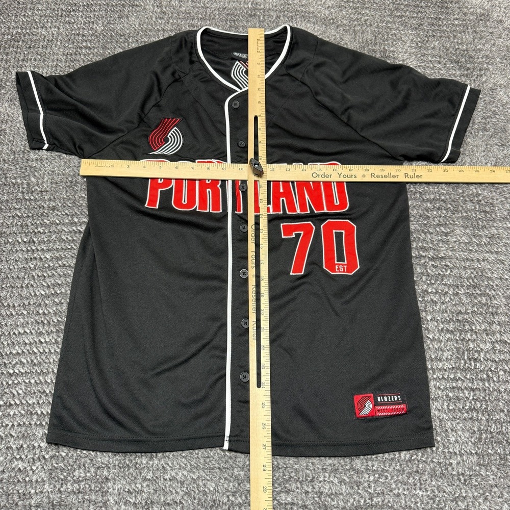 Ultra Game Portland Trail Blazers Mens Small Black Red White Baseball Jersey - Picture 9 of 9